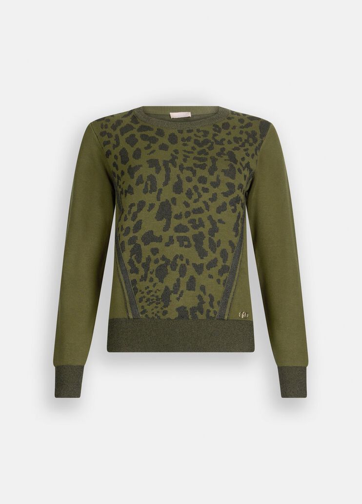 LIU JO Maglia girocollo intarsi animalier Verde