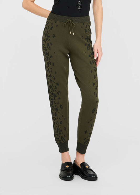 LIU JO Pantaloni in maglia con bande laterali animalier