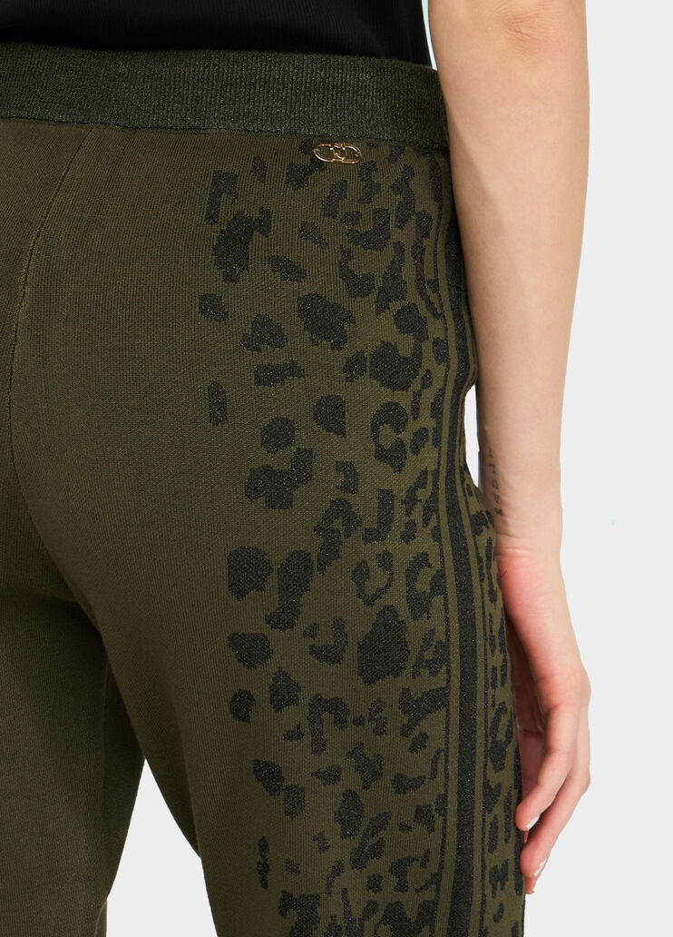 LIU JO Pantaloni in maglia con bande laterali animalier