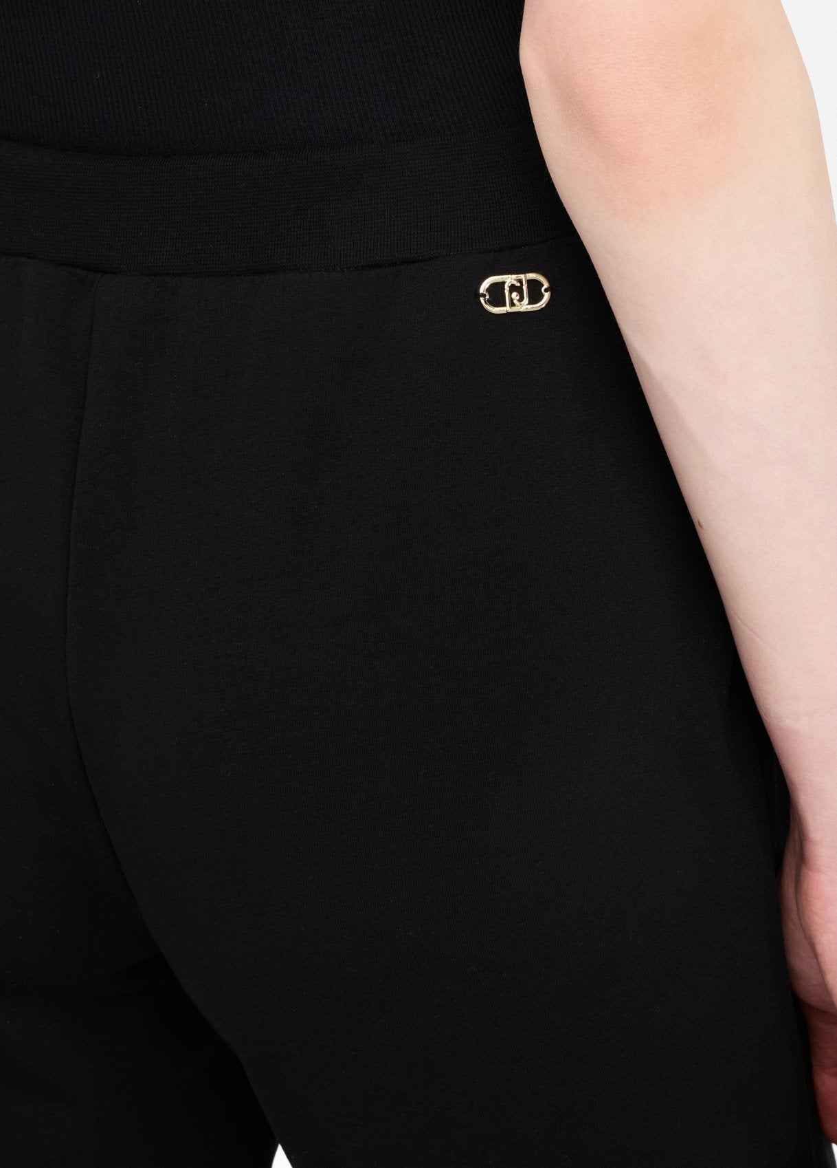 LIU JO Pantaloni in jersey neri con coulisse al punto vita TF5297