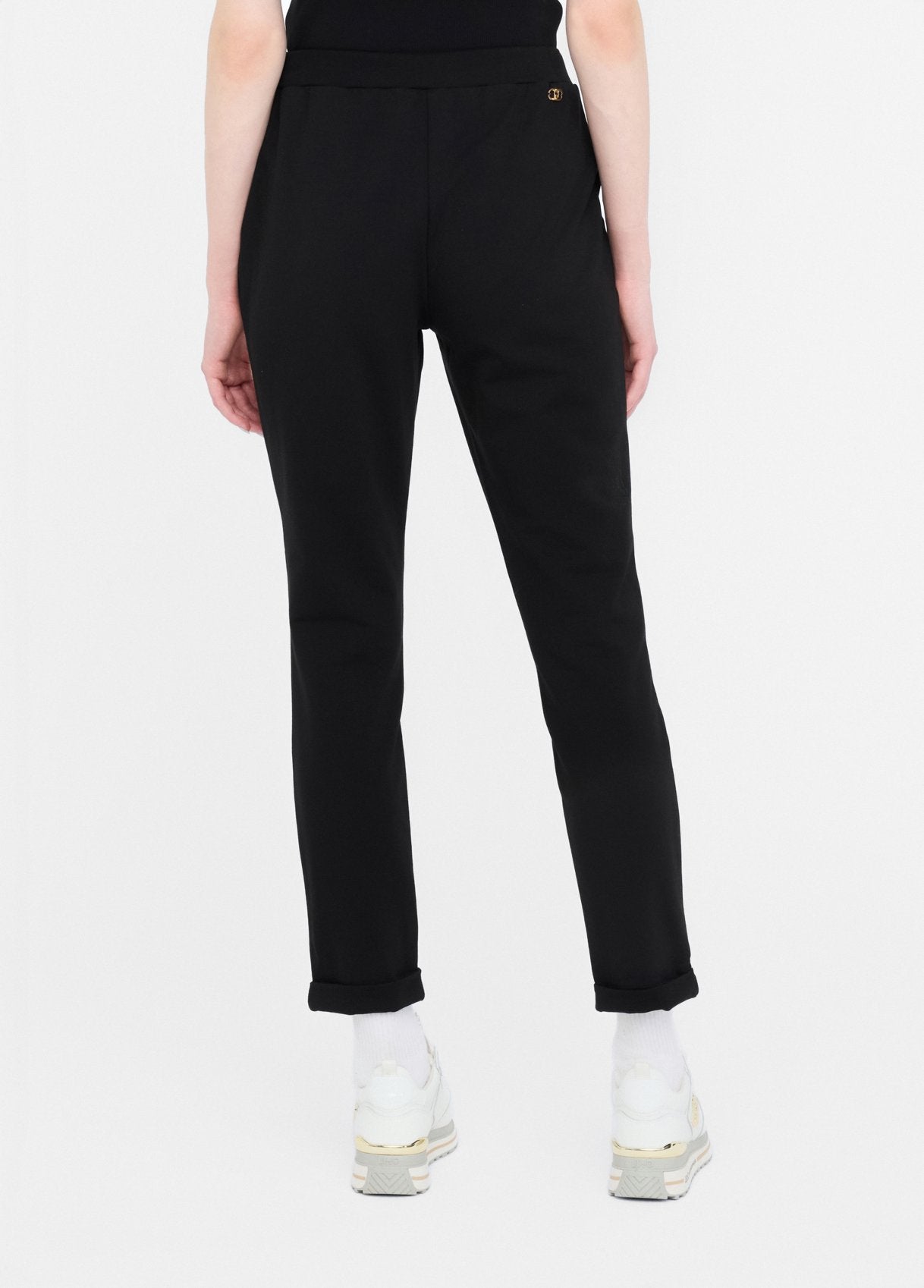 LIU JO Pantaloni in jersey neri con coulisse al punto vita TF5297