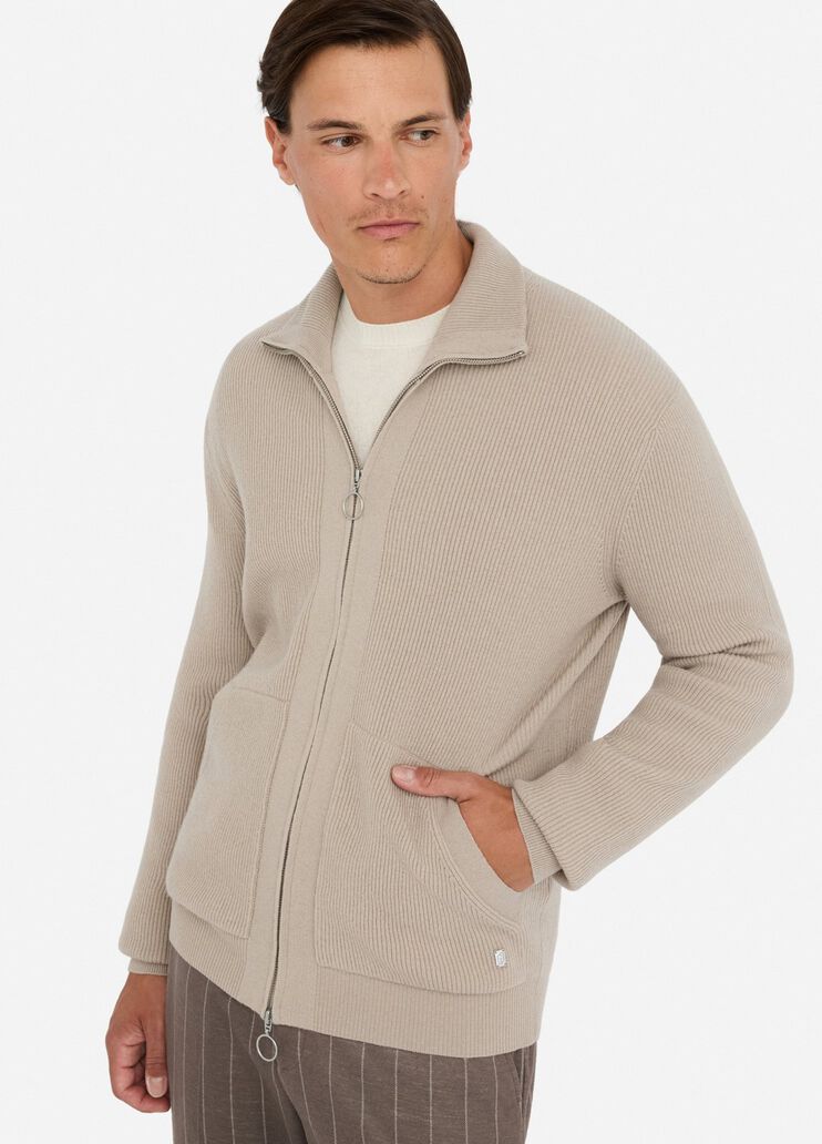 LIU JO Cardigan con zip in cashmere grigio