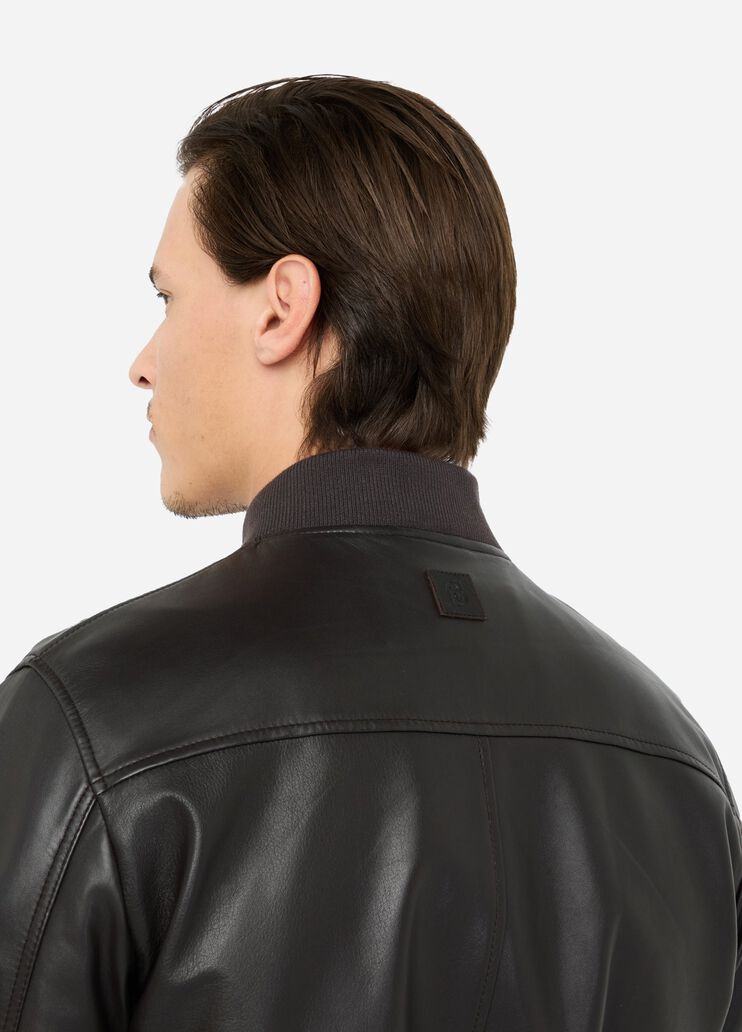 LIU JO Giubbotto in pelle color cioccolato modello bomber