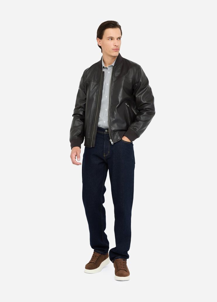 LIU JO Giubbotto in pelle color cioccolato modello bomber