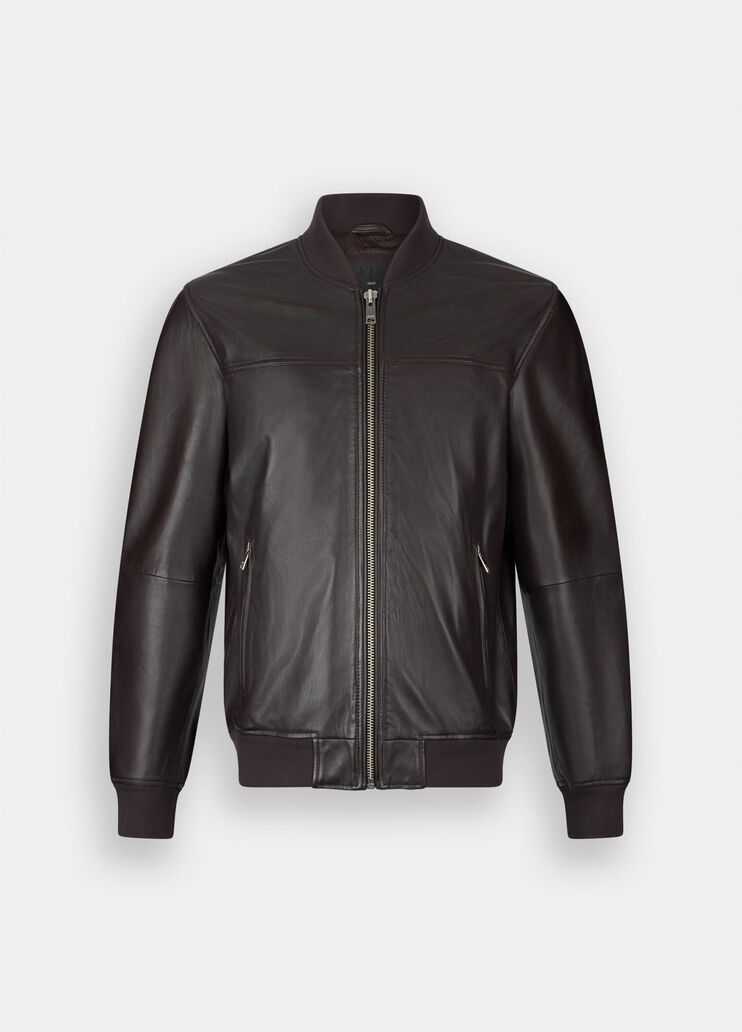 LIU JO Giubbotto in pelle color cioccolato modello bomber