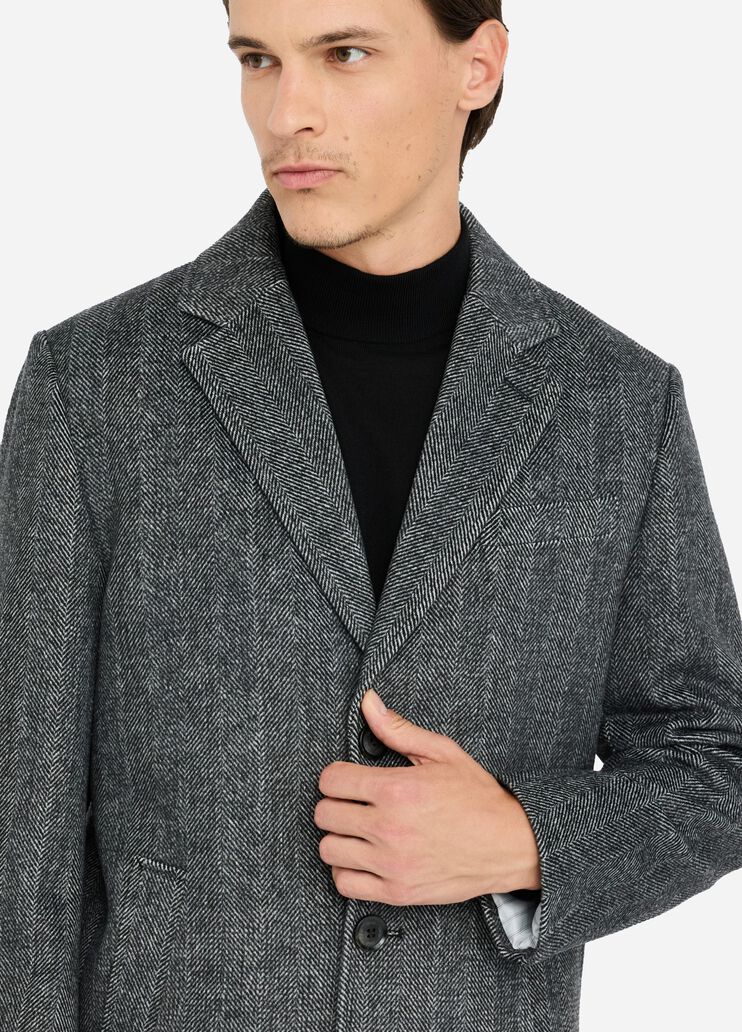 LIU JO Cappotto chevron in lana rescata nera