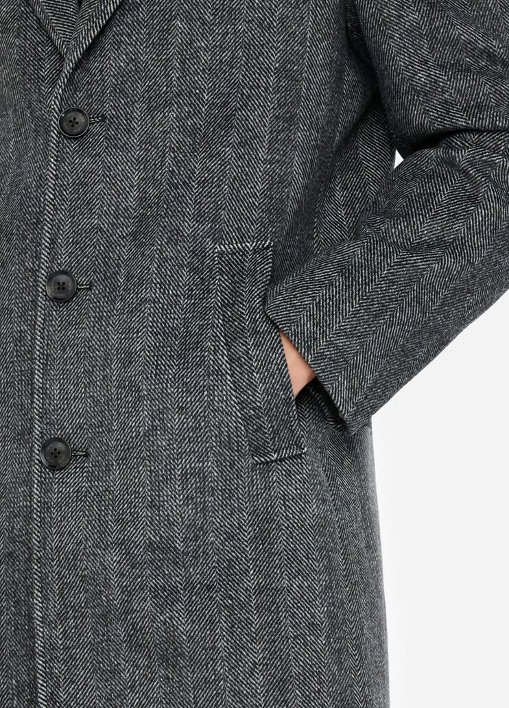 LIU JO Cappotto chevron in lana rescata nera