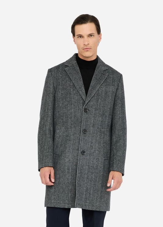 LIU JO Cappotto chevron in lana rescata nera