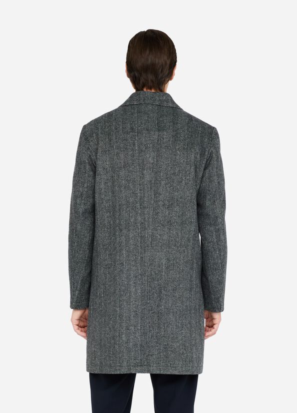 LIU JO Cappotto chevron in lana rescata nera