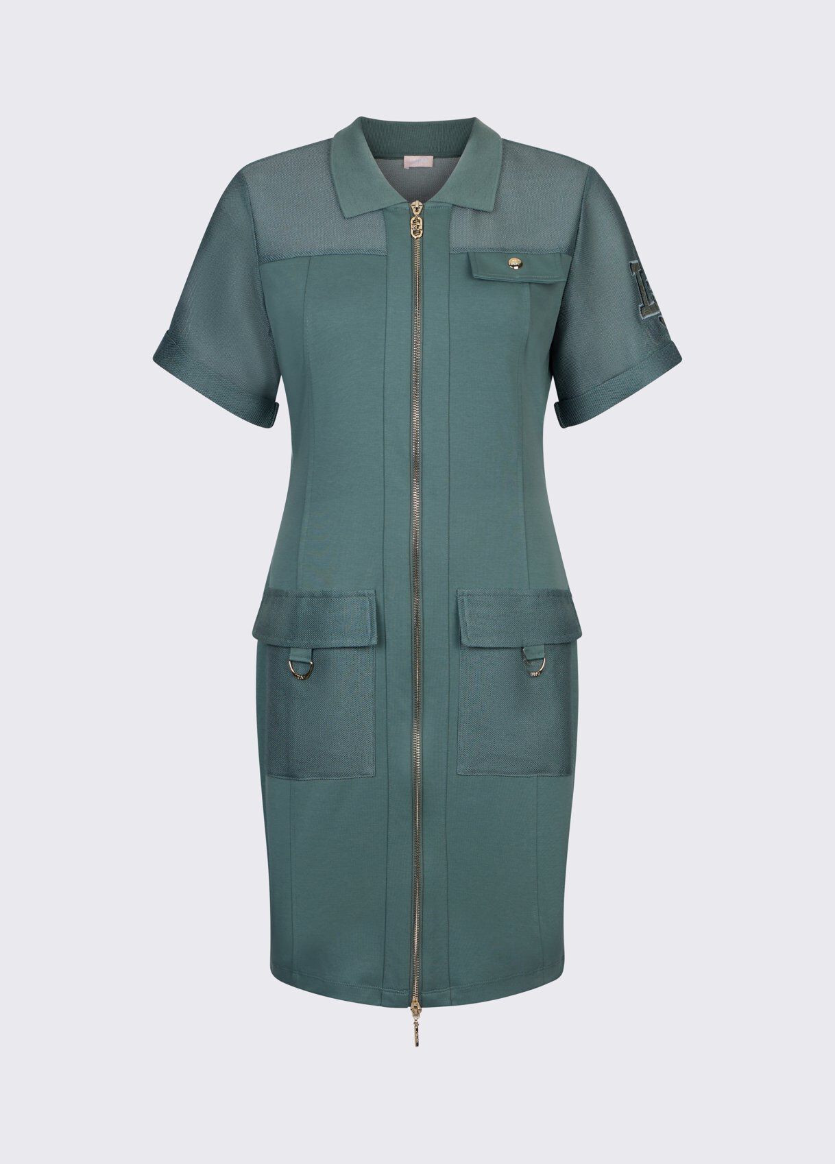 LIU JO Abito corto con inserti in mesh effetto rete verde