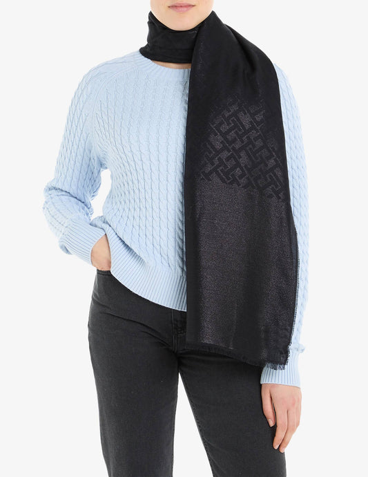 TOMMY HILFIGER Sciarpa donna lurex nera loghi allover