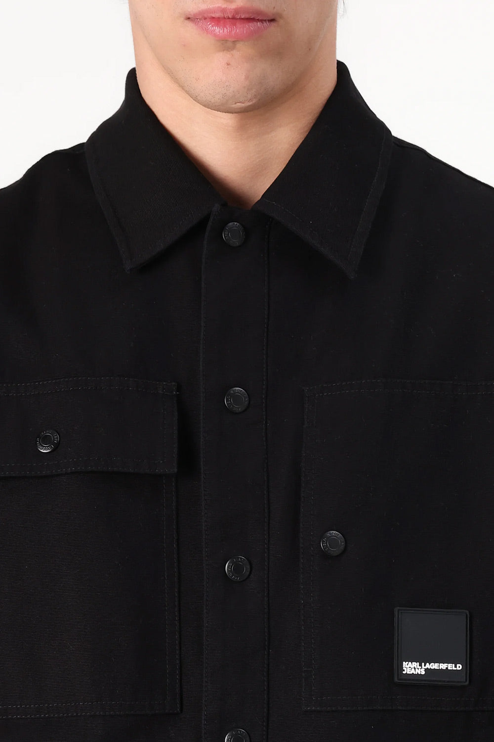 KARL LAGERFELD JEANS Giacca camicia overshirt nera in denim