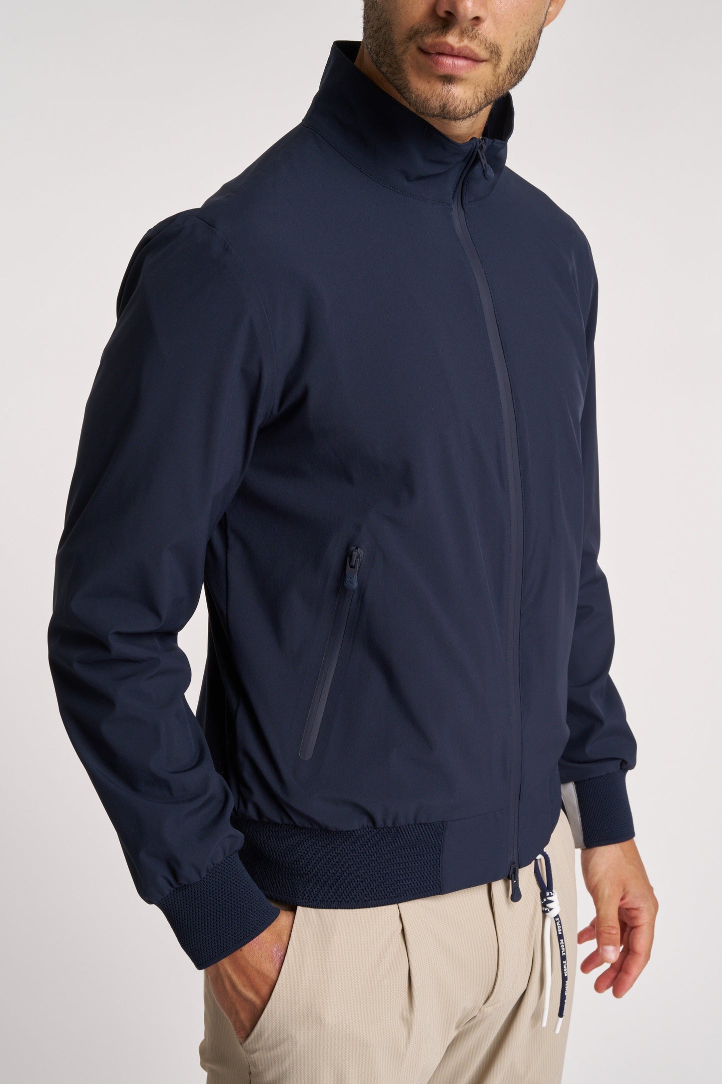 PEOPLE OF SHIBUYA Giubbotto bomber estivo in tessuto tecnico traspirante blu