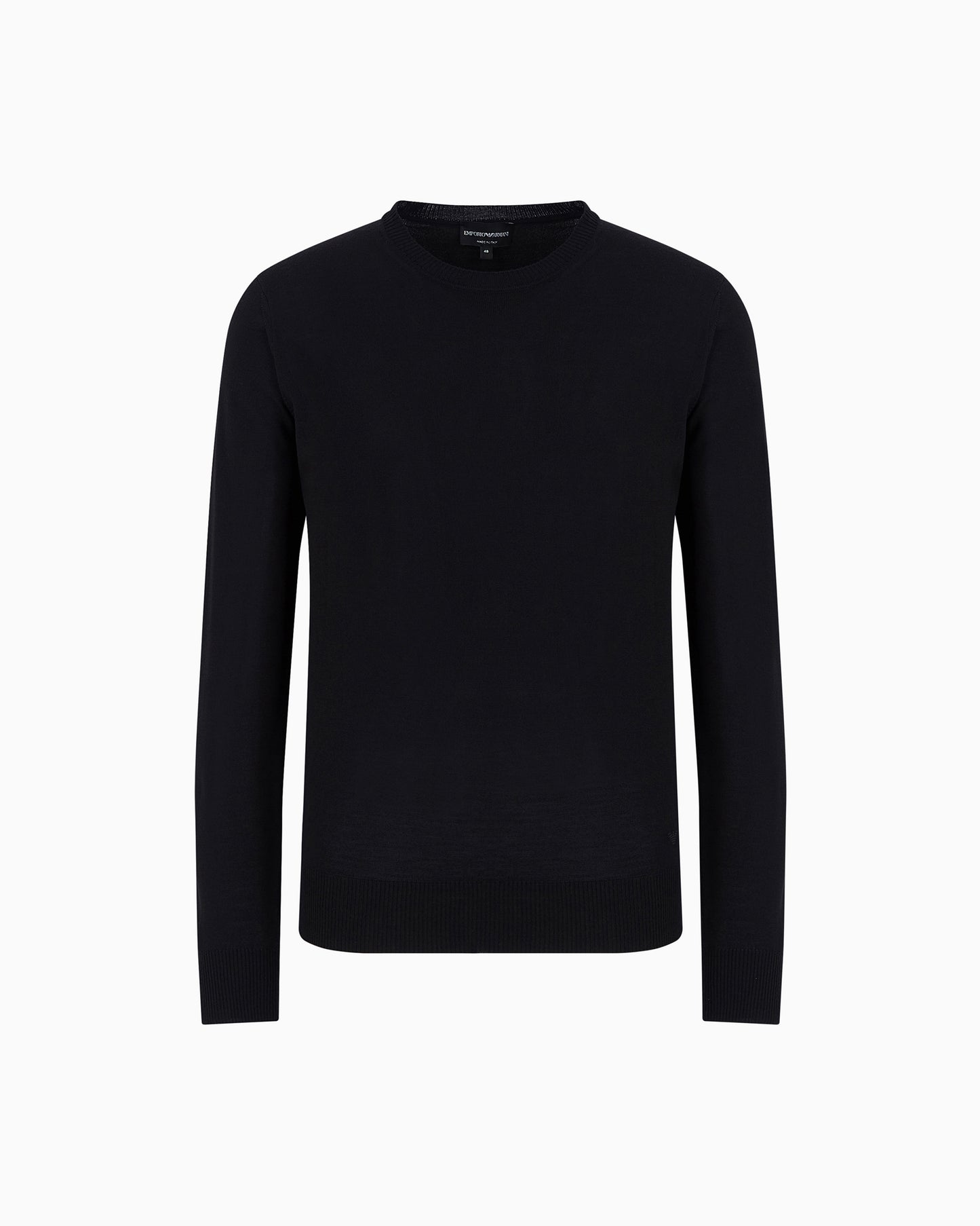 EMPORIO ARMANI Maglione in pura lana vergine nero girocollo