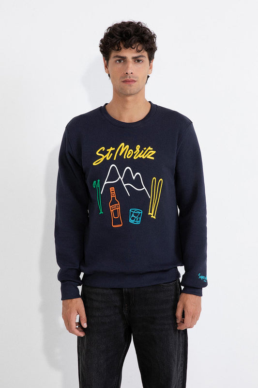 SUPERCULTURE Felpa girocollo invernale con ricami ST.MORITZ