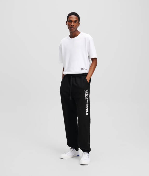KARL LAGERFELD Pantaloni in felpa neri con maxi logo sulla gamba