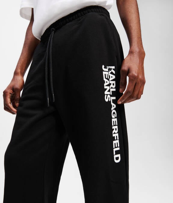 KARL LAGERFELD Pantaloni in felpa neri con maxi logo sulla gamba