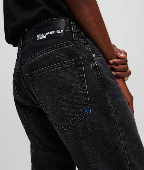KARL LAGERFELD Jeans uomo grigio impunture bluette con gambe affusolate