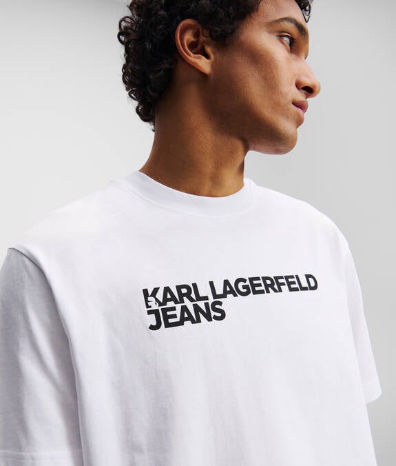 KARL LAGERFELD T-Shirt girocollo maniche corte bianca con logo frontale