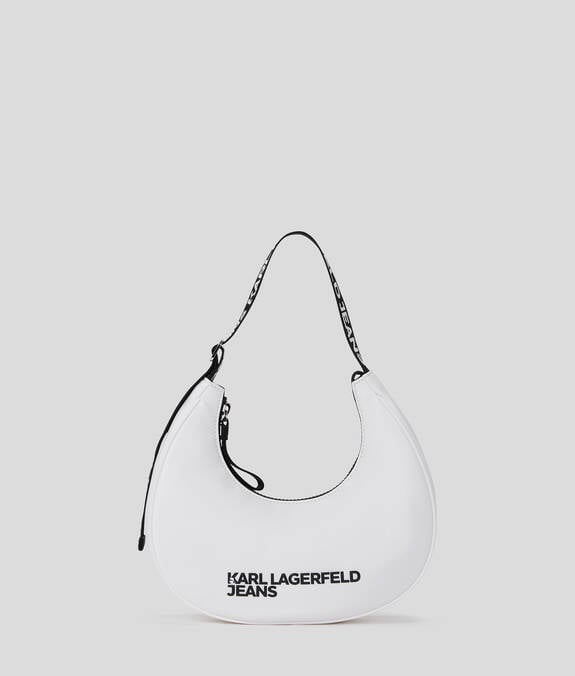 KARL LAGERFELD Borsa donna a spalla a mezza luna piccola in nylon nera e bianca