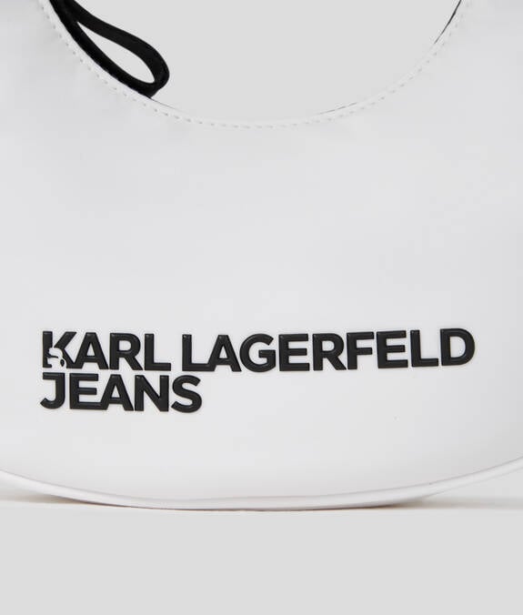 KARL LAGERFELD Borsa donna a spalla a mezza luna piccola in nylon nera e bianca