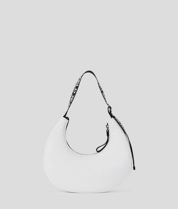 KARL LAGERFELD Borsa donna a spalla a mezza luna piccola in nylon nera e bianca