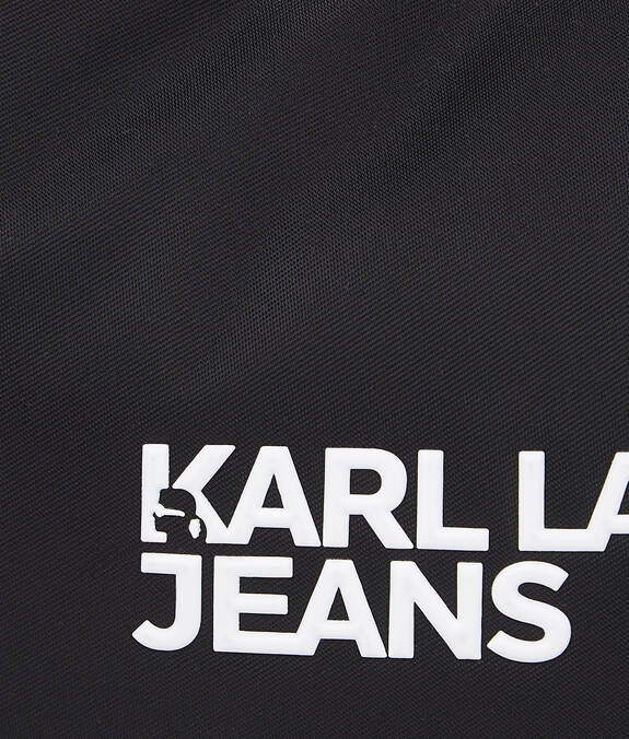 KARL LAGERFELD Borsa donna a spalla a mezza luna piccola in nylon nera e bianca