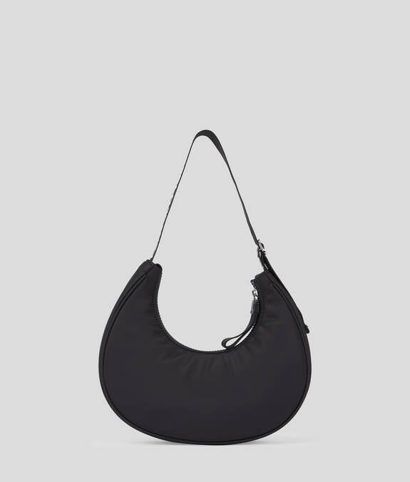 KARL LAGERFELD Borsa donna a spalla a mezza luna piccola in nylon nera e bianca