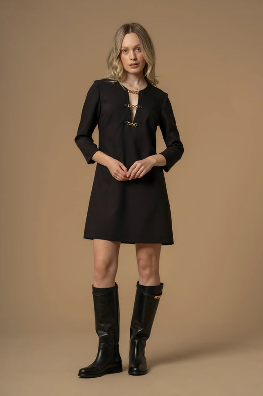 KCCA Abito corto con catene dorate ELISABETTE