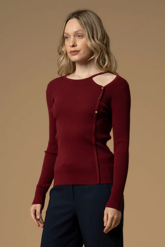 Maglia effetto cut-out con bottoni dorati BREDELE