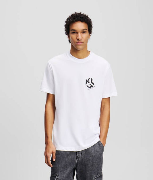 KARL LAGERFELD T-Shirt girocollo maniche corte con monogramma sul petto
