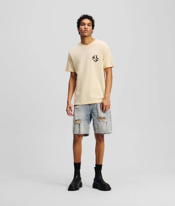 KARL LAGERFELD T-Shirt girocollo maniche corte con monogramma sul petto