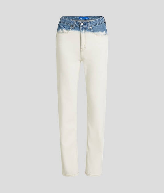 KARL LAGERFELD Jeans donna sfumati bianco a vita alta gamba dritta