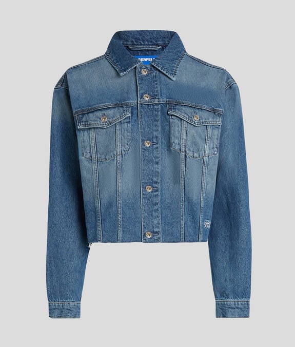 KARL LAGERFELD Giubbotto donna jeans con frange