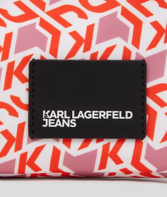 KARL LAGERFELD Borsa a spalla utility in nylon fantasia monogram con moschettone