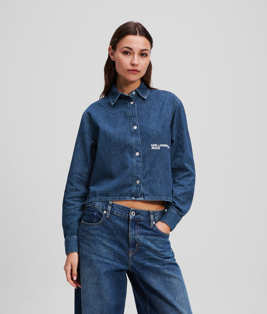 KARL LAGERFELD JEANS Camicia maniche lunghe squadrata in denim
