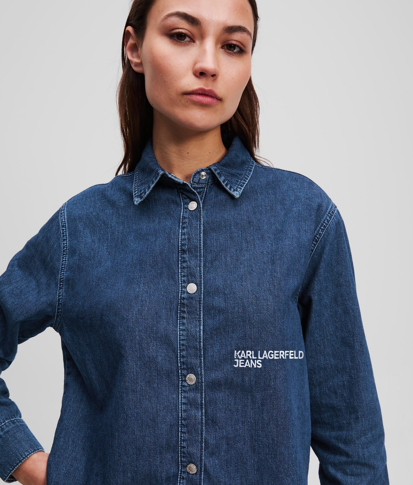 KARL LAGERFELD JEANS Camicia maniche lunghe squadrata in denim