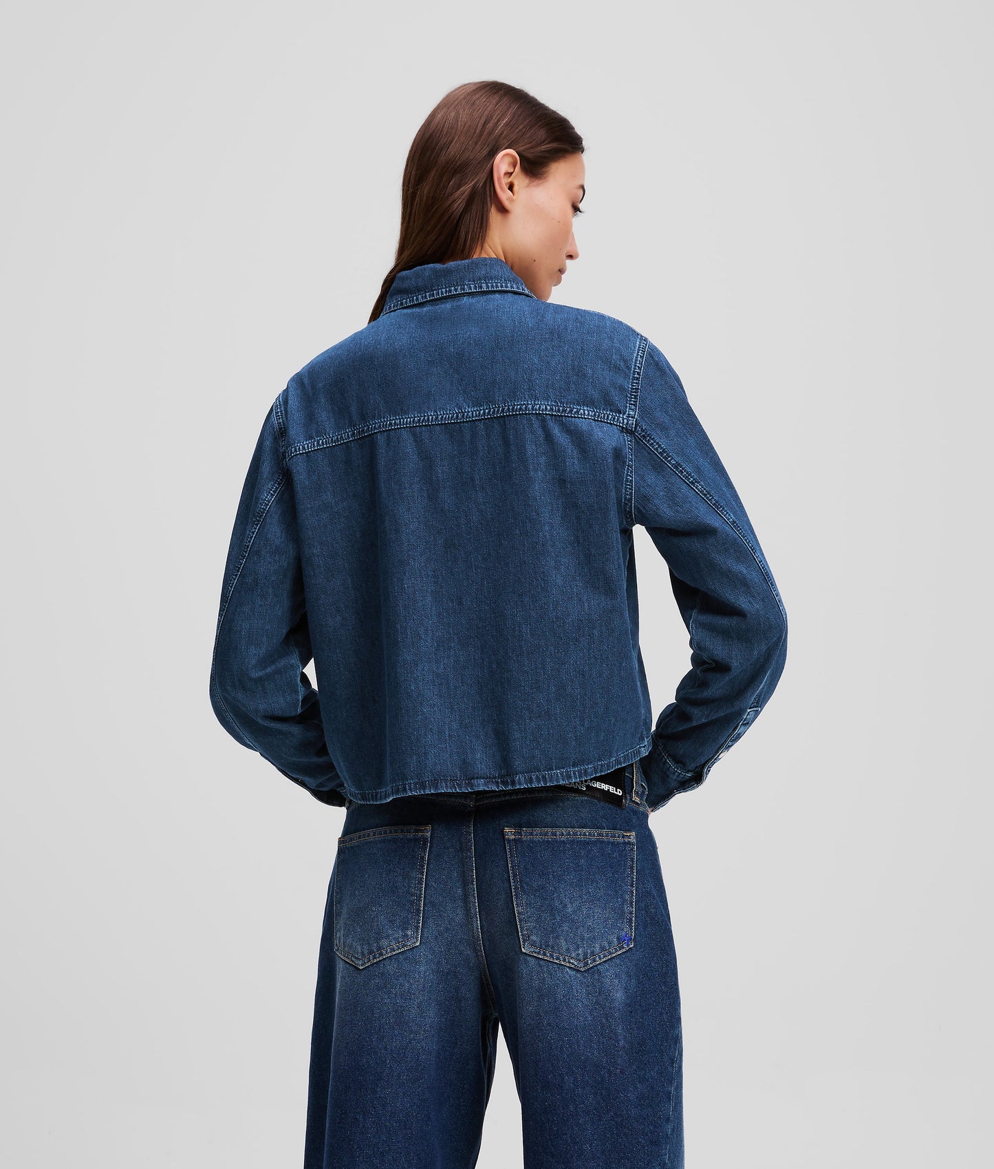 KARL LAGERFELD JEANS Camicia maniche lunghe squadrata in denim