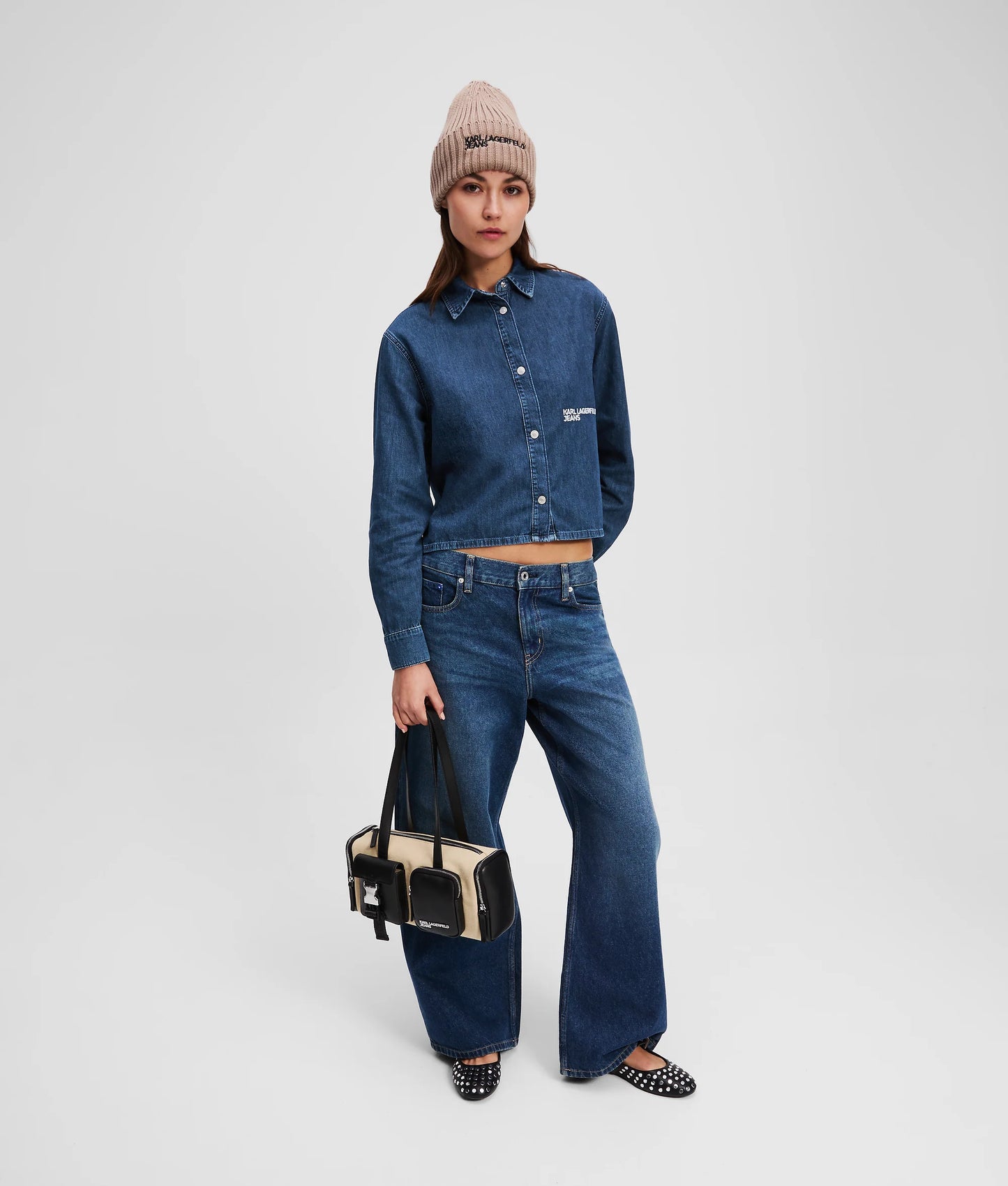KARL LAGERFELD JEANS Camicia maniche lunghe squadrata in denim