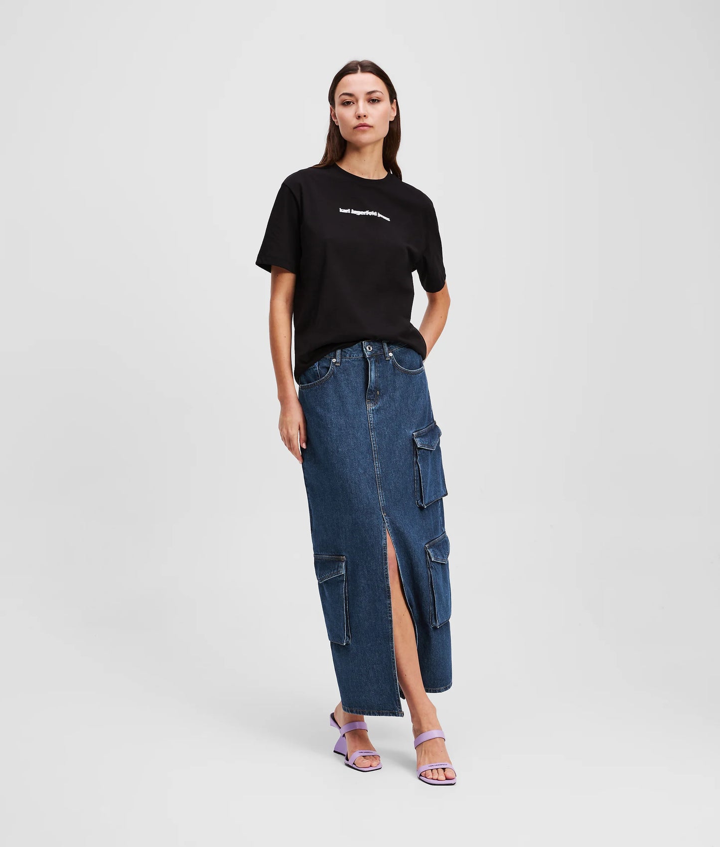KARL LAGERFELD JEANS Maxi gonna in denim utility