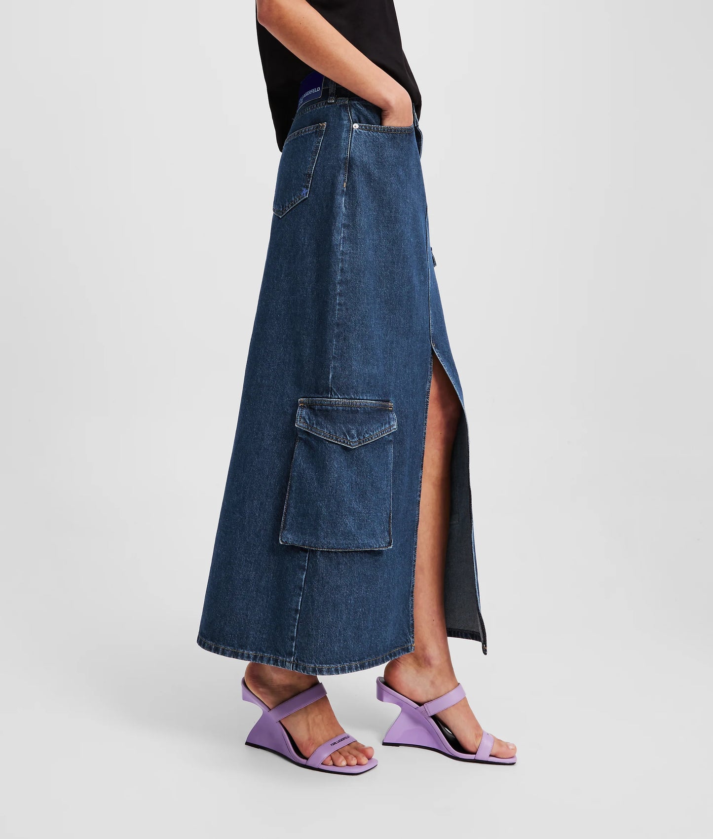KARL LAGERFELD JEANS Maxi gonna in denim utility