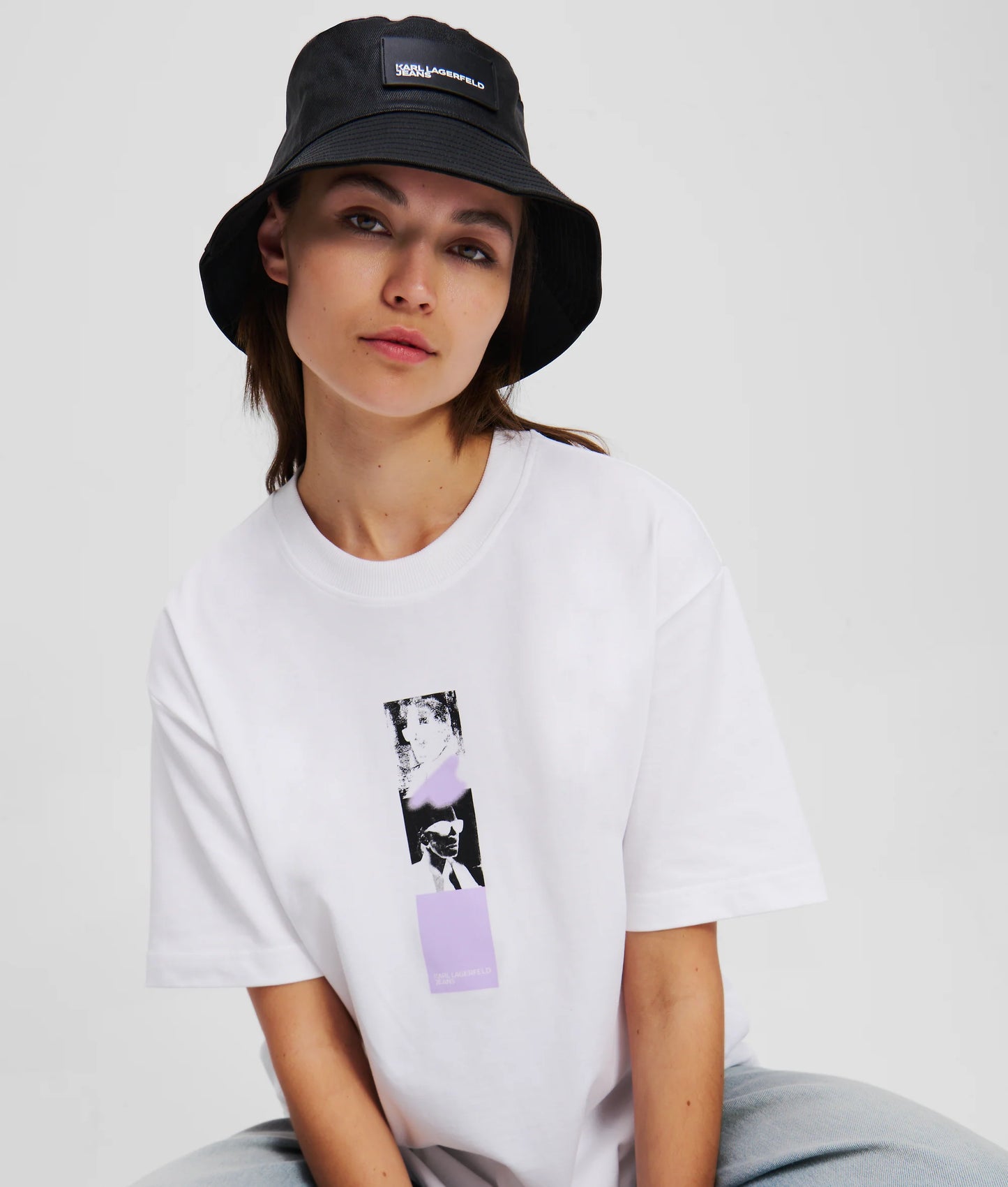 KARL LAGERFELD JEANS Cappello da pescatore in denim spalmato