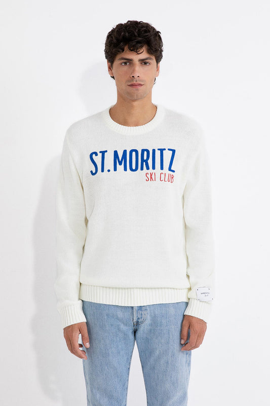 SUPERCULTURE Maglia girocollo con ricamo ST. MORITZ SKI CLUB