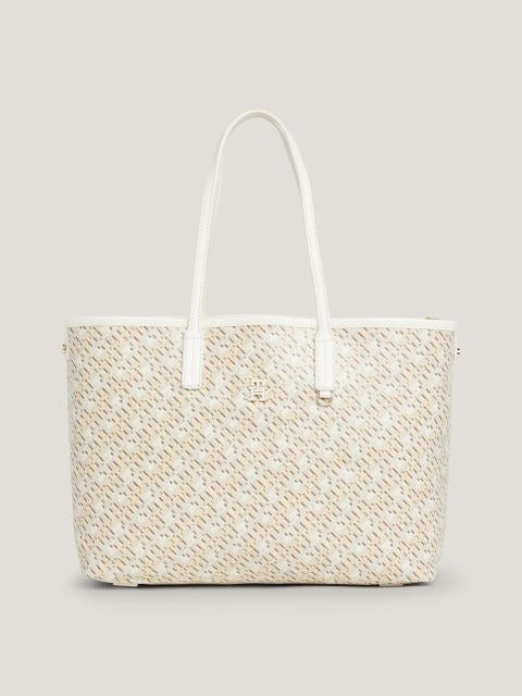 TOMMY HILFIGER Borsa shopper loghi all over con busta chiusa con zip rimovibile