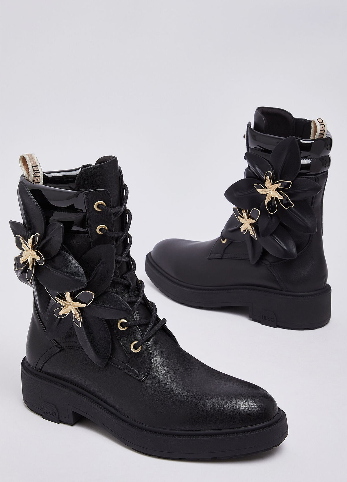 LIU JO Anfibi in pelle con maxifiore sul gambale DUBLIN13