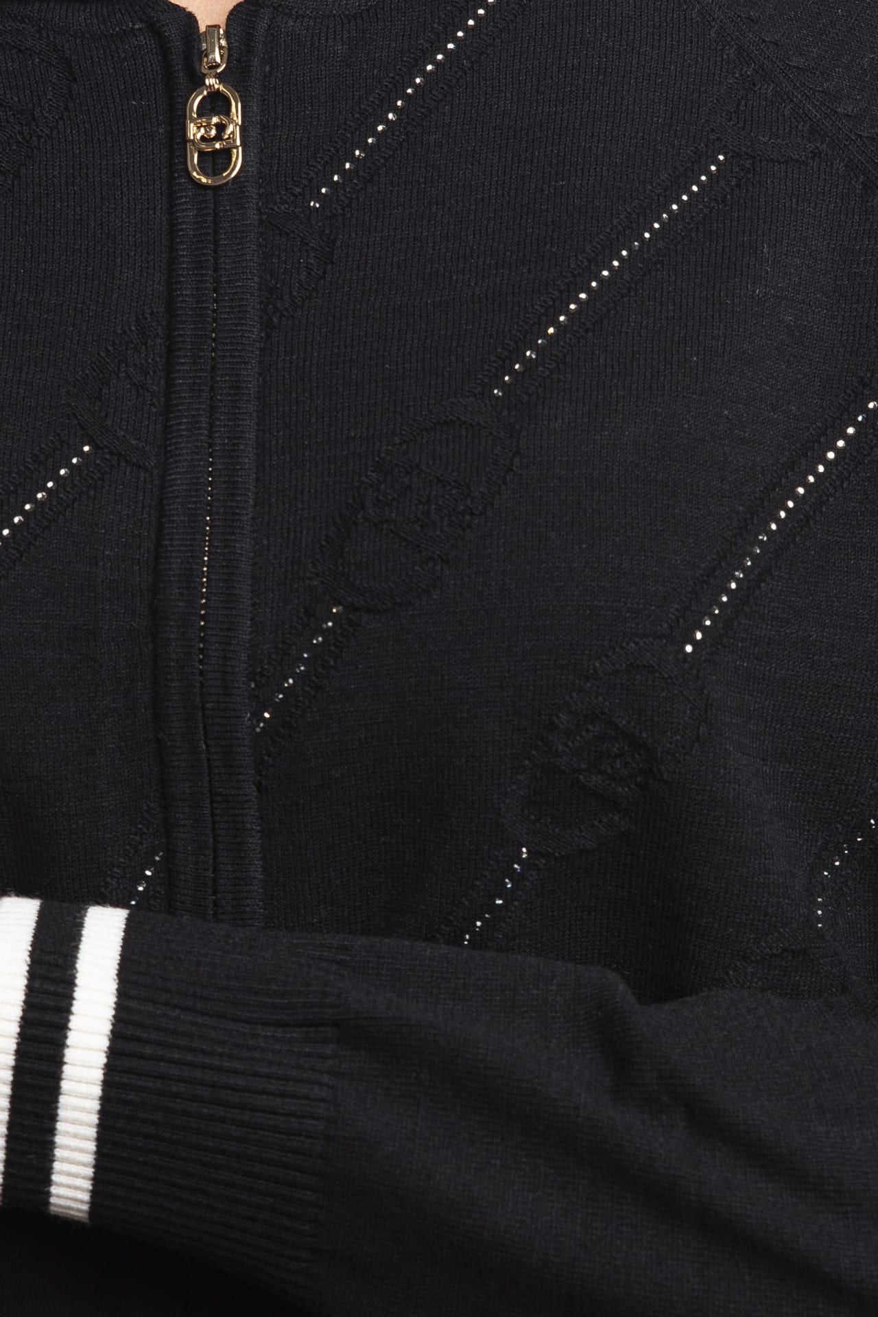 LIU JO Maglia cardigan con zip loghi strass