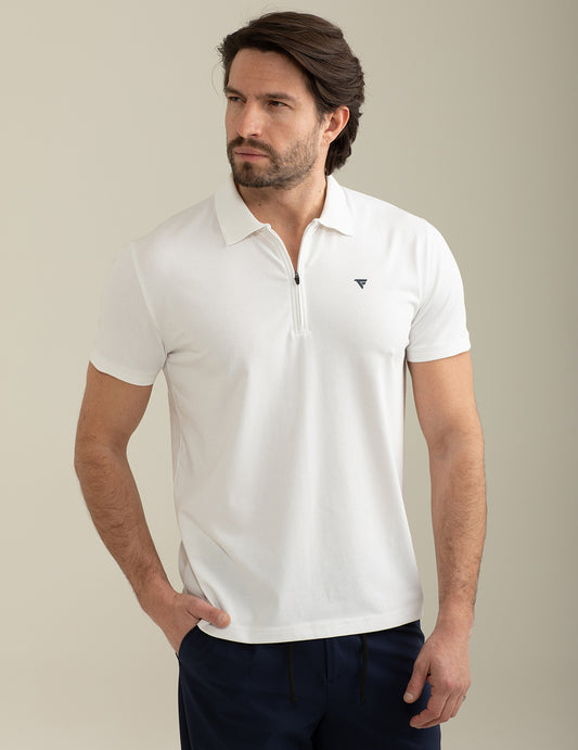 FRED MELLO Polo maniche corte uomo in jersey tecnico con zip