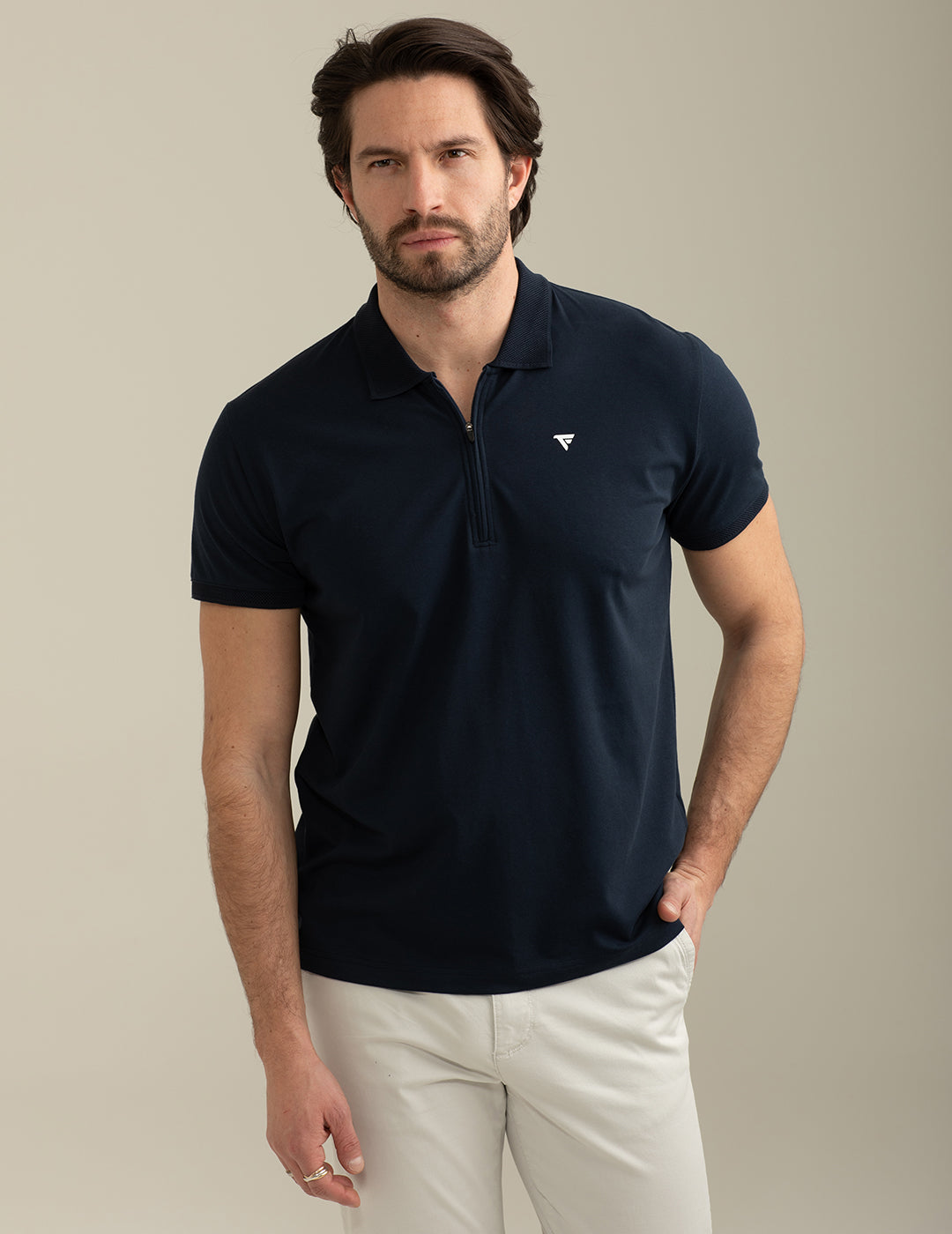 FRED MELLO Polo maniche corte uomo in jersey tecnico con zip