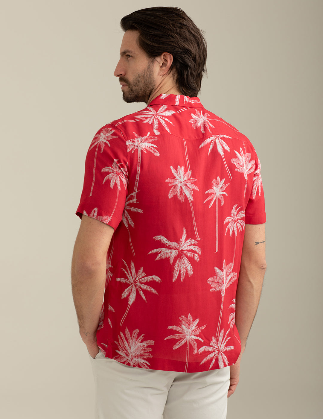 FRED MELLO Camicia maniche corte in voile di viscosa collo bowling fantasia floreale