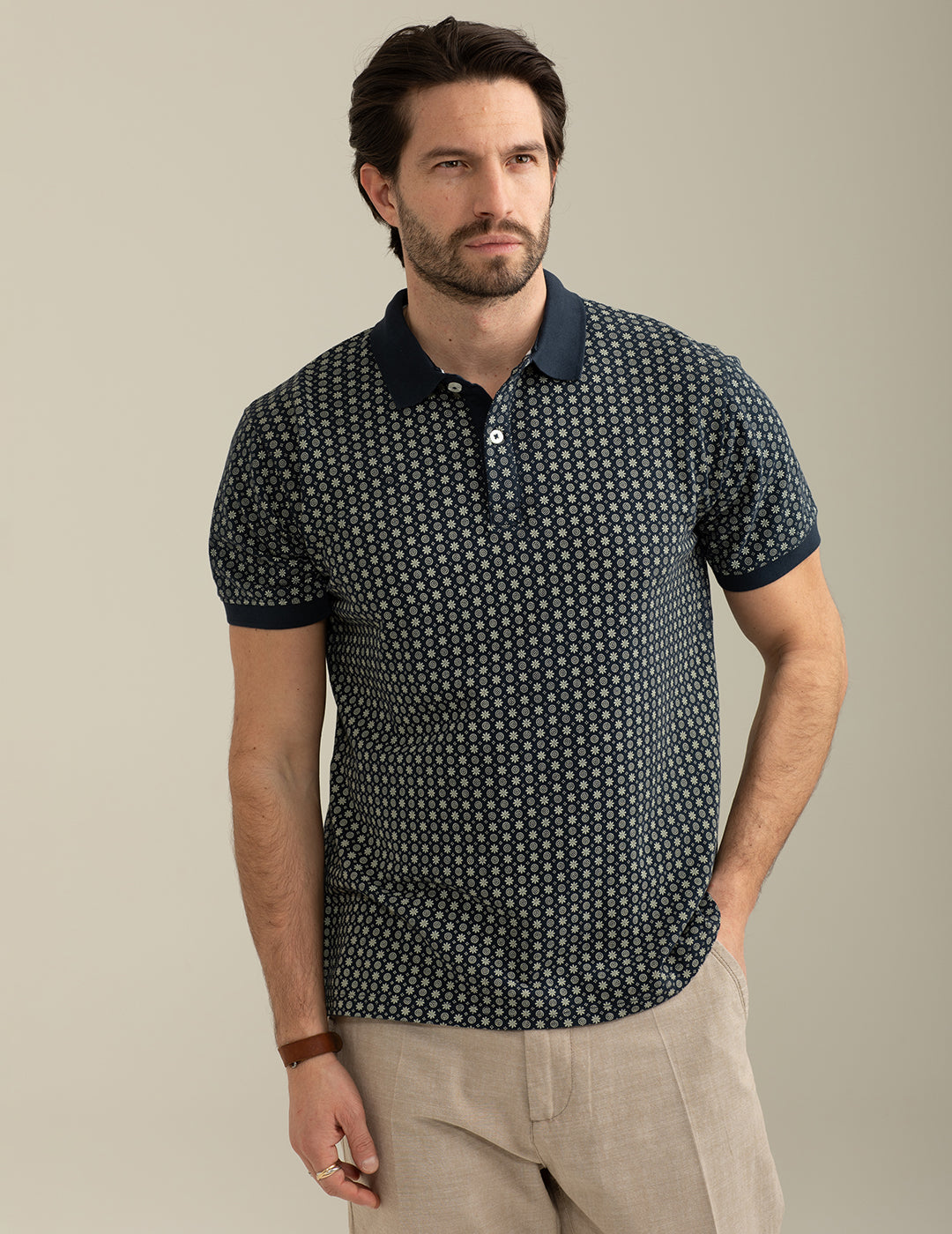 FRED MELLO Polo maniche corte uomo in fantasia jacquard